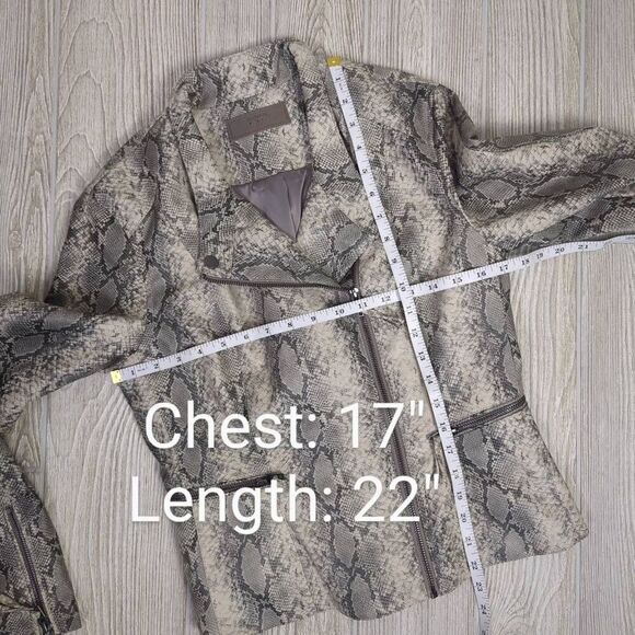 Blank NYC Womens Small Snake Print Moto Jacket Asymmetrical Front Zip Stretch - Picture 7 of 9